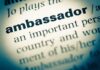 Ambassador dictionary definition highlighted in text closeup