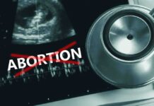 Ultrasound, stethoscope, and ABORTION crossed out in red.