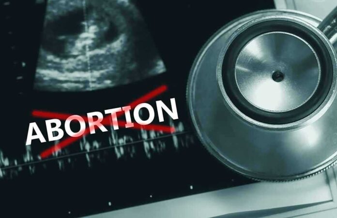 Ultrasound, stethoscope, and ABORTION crossed out in red.