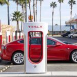 tesla at charging station