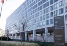 Orville Wright Federal Building with flags outside