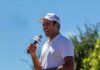 vivek holding a mic