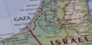 Map showing Gaza and Israel locations