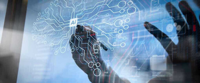Hand drawing artificial intelligence digital circuit board
