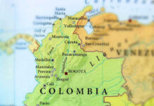 Map showing Colombia and surrounding countries