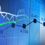 Close-up of a financial graph displaying stock market trends