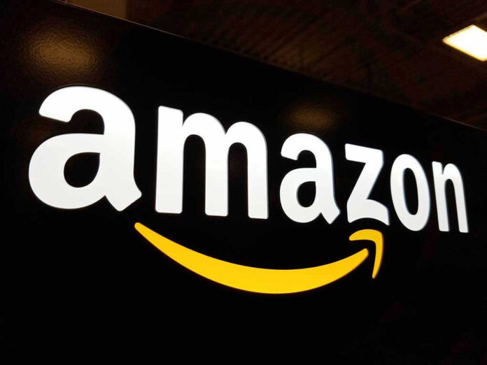 Amazon logo with yellow curved arrow underneath.