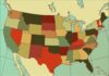 Color-coded map of the United States showing different states