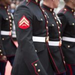 Command Purge STUNS Marine Corps Marines in formal uniforms marching in a parade