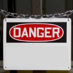 A warning sign displaying the word DANGER in bold red letters