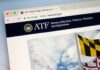 Screenshot of the ATF home page displaying the agency's logo and website title