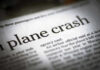 Newspaper headline about a plane crash story