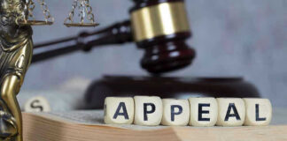 Blocks spelling appeal with gavel and balance scales.