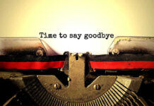 Celebrity Stunt Hijacks Local TV: The Bold Move Typewriter with Time to say goodbye text.