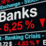 Trump Cheers Inflation Amid Iran War Stock exchange displays bank crisis percentage decrease.