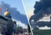 Explosions Hit St. Petersburg During The Event Massive Flames Engulf St. Petersburg Oil Terminal After Ukrainian Drone Strike