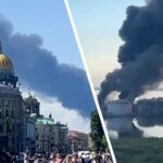 Explosions Hit St. Petersburg During The Event Massive Flames Engulf St. Petersburg Oil Terminal After Ukrainian Drone Strike