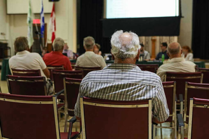 People attending a meeting in a conference room.