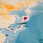 Super Typhoon Bavi Unleashes Heavy Rain Map of Japan with flag pin placed nearby