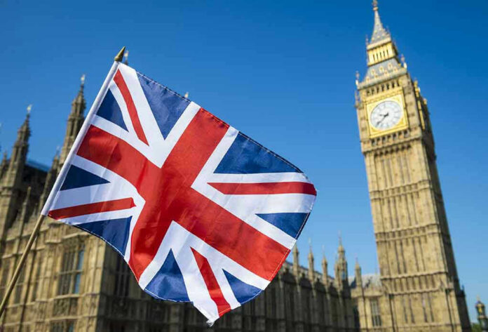 636097766 Union Jack flag with Big Ben in the background.