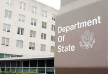 Department of State sign outside office building