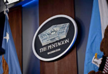 Pentagon Hammers Cartel Lifeline The Pentagon emblem between two flags.