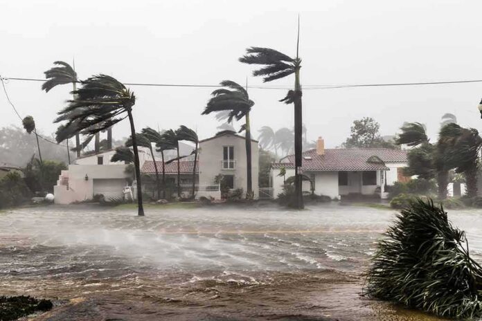 shutterstock_1256683165-2 Houses battered by hurricane winds and flooding