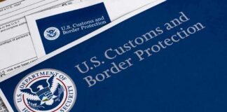 U.S. Customs and Border Protection folder on immigration forms
