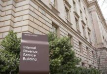 Internal Revenue Service Building sign outside a classical stone office building