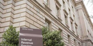 Internal Revenue Service Building sign outside a classical stone office building