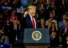 Trump Signs Diesel Order at Nebraska Rally Donald Trump speaking at a rally behind a presidential podium
