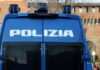 Italian police van rear with blue lights and grilles