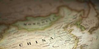 Detailed map highlighting China and surrounding regions