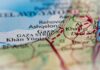 Close-up of a map showing Gaza and surrounding areas