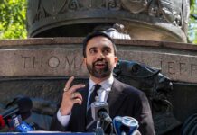 Muslim Brotherhood Claims Stir Michigan Senate Contest Zohran Mamdani speaking at an outdoor press conference