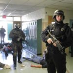 Parent Stops Oregon School Shooting Police officers responding to a school emergency with students on the floor