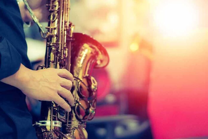 Musician playing a saxophone